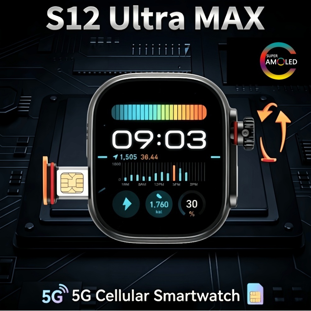 Fall Detection Watch - S12 Ultra MAX, глобальная версия, смарт-часы