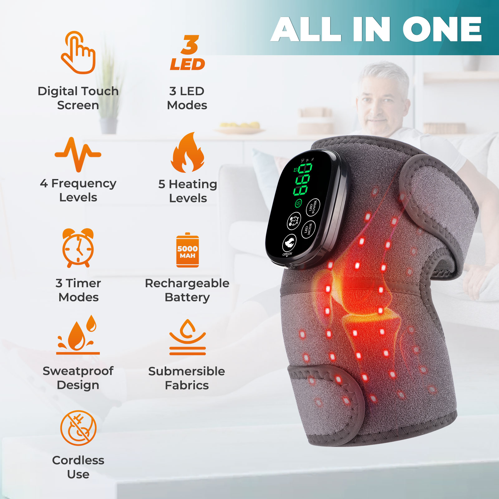Коленный бандаж с красным свет – обзор и цена Smart Knee Wrap